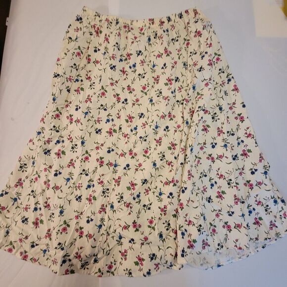 FR Woman Sport White Colorful Floral Lined Skirt Medium 33 Waist Elastic - Picture 1 of 7